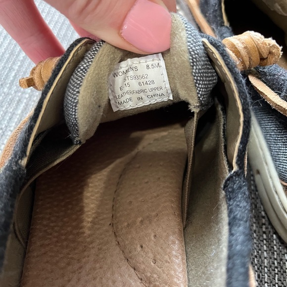 Sperry | Tan Leather Denim Fabric & Gray Suede Boat Shoe - Picture 7 of 9